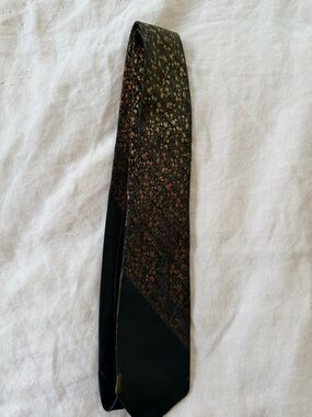 Eddy Harth Black Silk Tie with Gold and Brown Speckled Accent